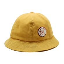 Cute corduroy kids hats 6 panels bucket hat brand embroidery patch kids cartoon caps